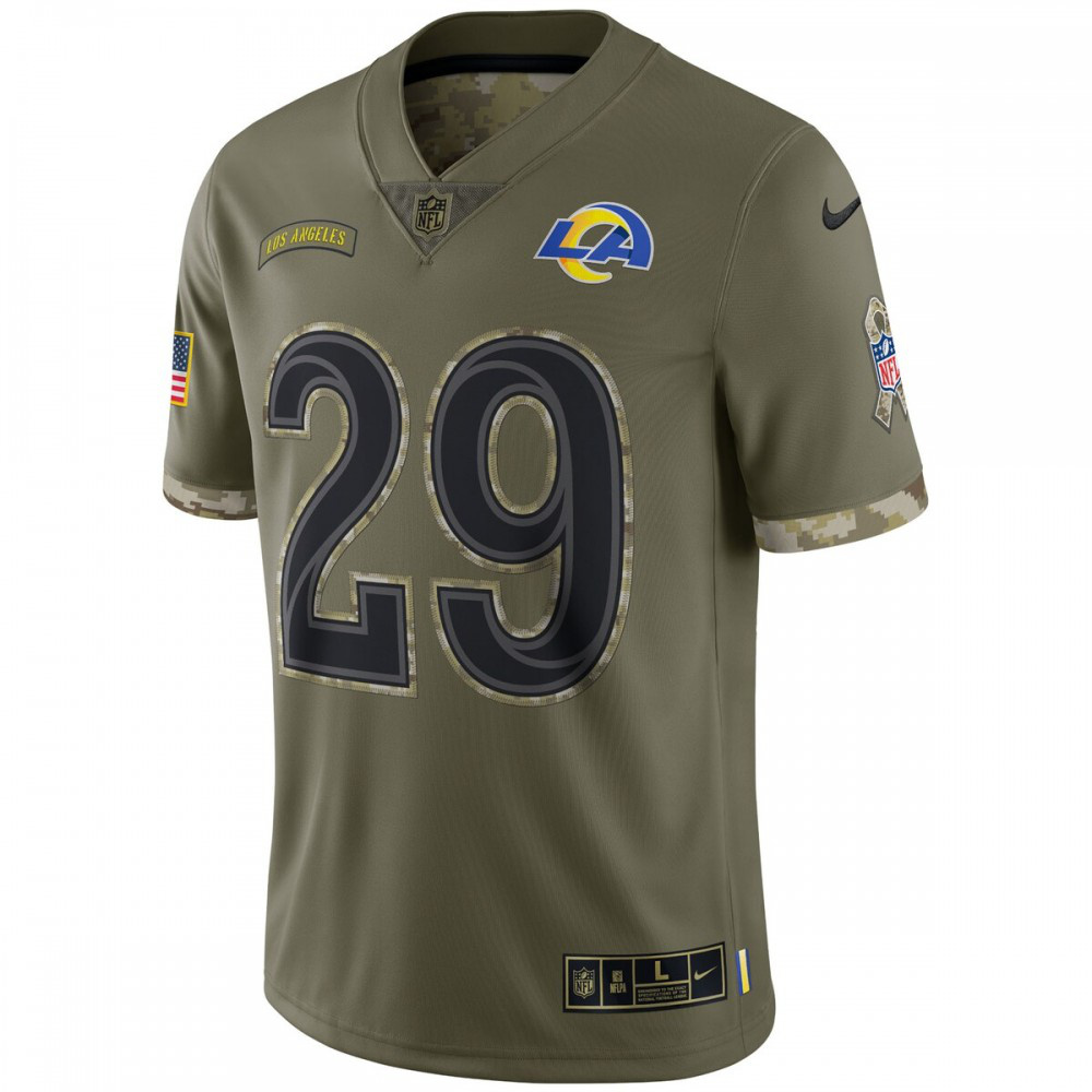 Eric Dickerson Los Angeles Rams 2022 Salute To Service Retired Player Limited Jersey - Olive-League Wear Hub
