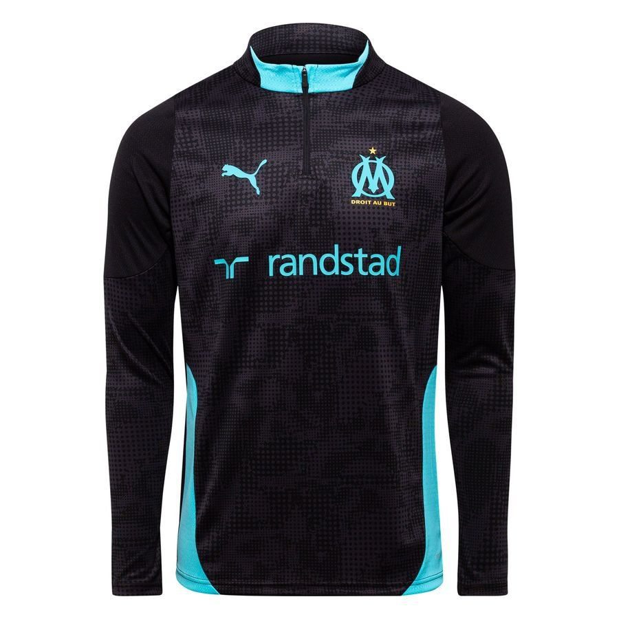Marseille Training Shirt 1/4 Zip - PUMA Black/Team Aqua Kids-League Wear Hub