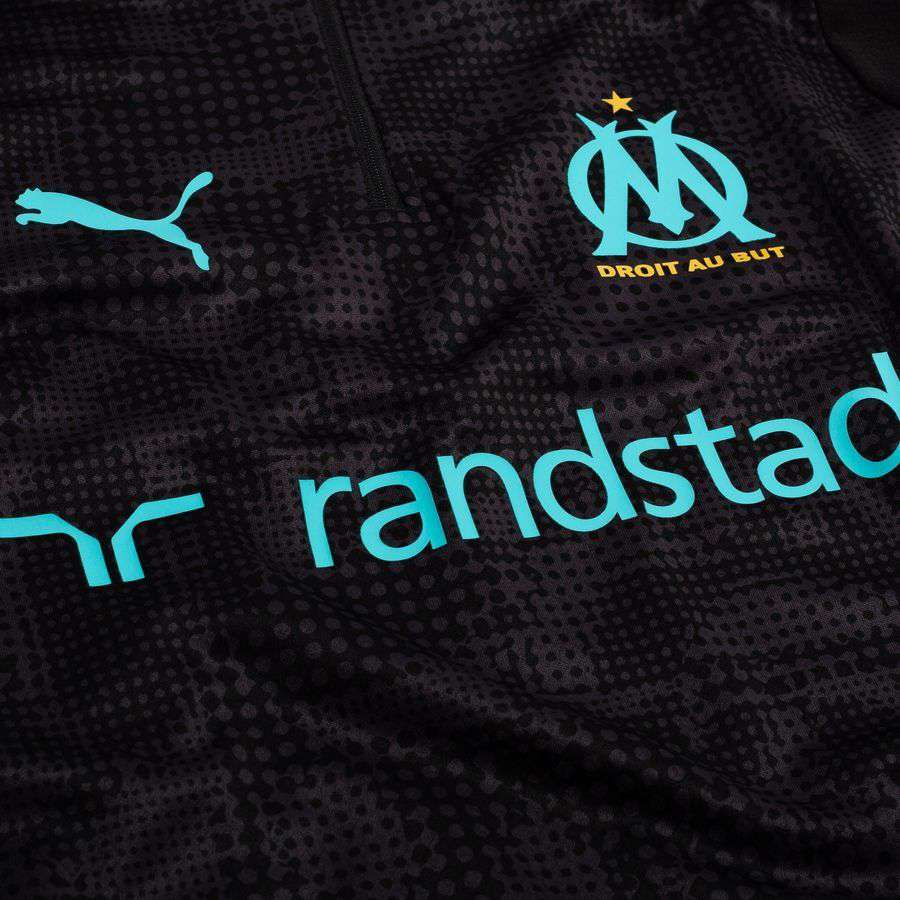 Marseille Training Shirt 1/4 Zip - PUMA Black/Team Aqua-League Wear Hub