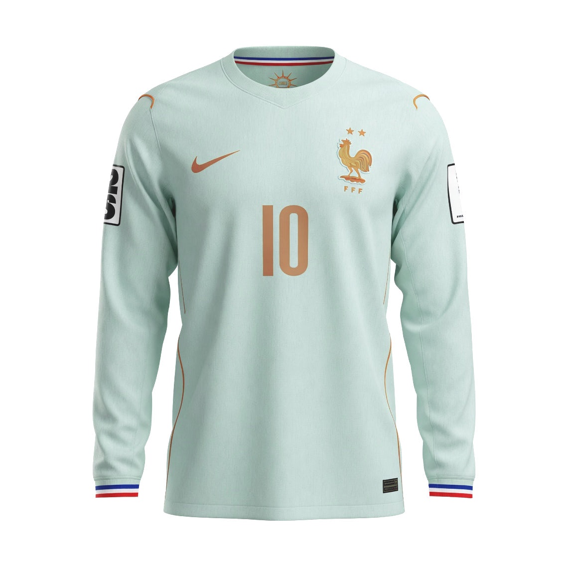 Men's France Mbappe Long Sleeve Away Shirt Green World Cup 2026 Badges-League Wear Hub
