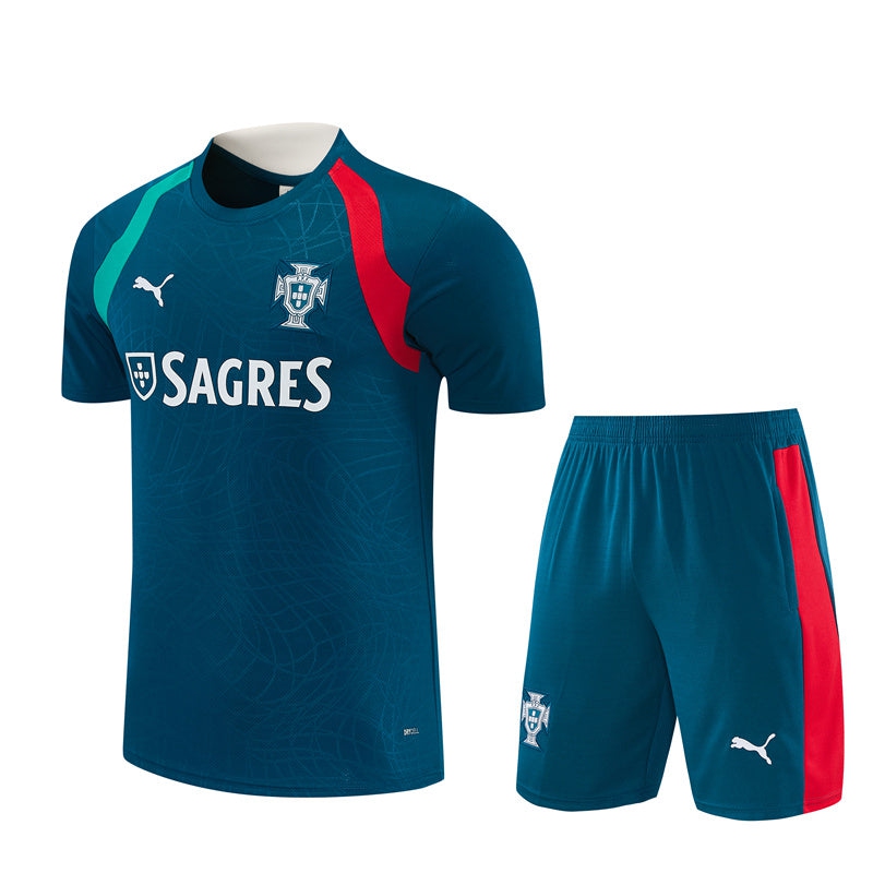 Men's Portugal Kit Shorts Green Dark Blue 26/27-League Wear Hub