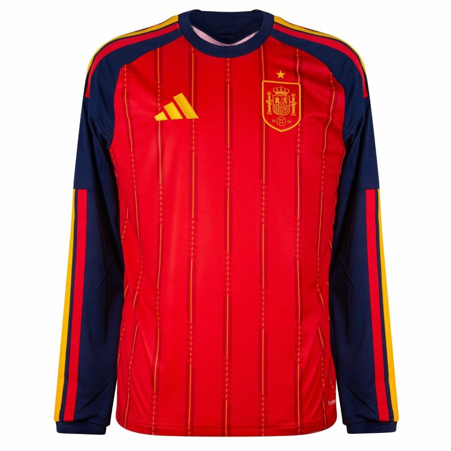 Men's Spain Long Sleeve Home Jersey 26/27-League Wear Hub