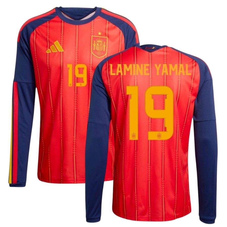 Men's Spain Long Sleeve Home Jersey 26/27-League Wear Hub