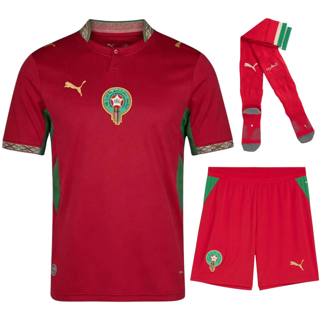 Morocco World Cup Men's Home Kit 2026 for Kids-League Wear Hub