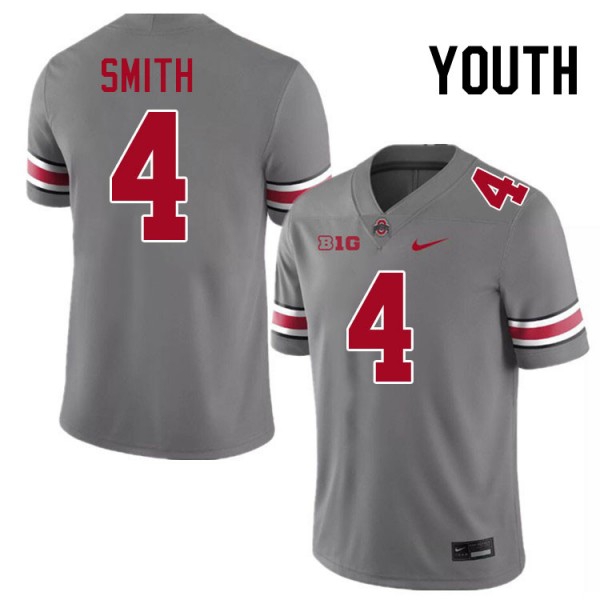 Youth Ohio State Buckeyes #4 Jeremiah Smith Grey Nike Stitch Jersey-League Wear Hub