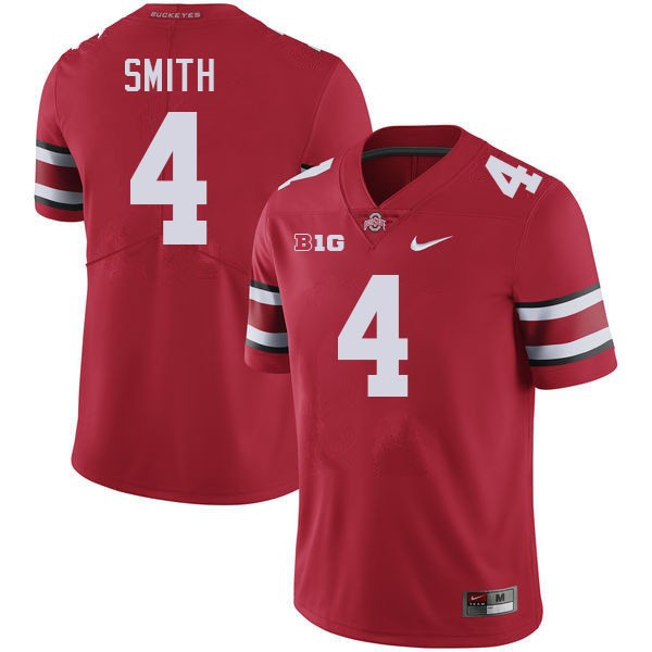 Men Ohio State Buckeyes #4 Jeremiah Smith Red Nike Stitch Jersey-League Wear Hub