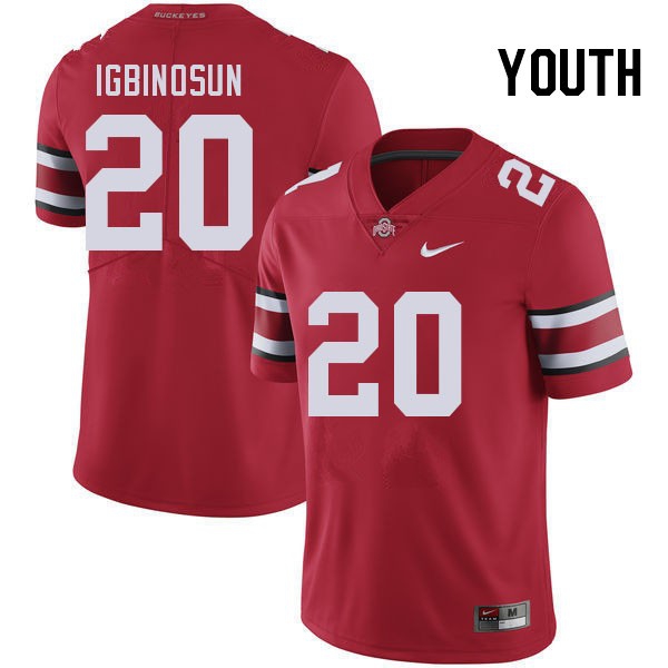 Youth Ohio State Buckeyes #20 Davison Igbinosun Red Nike Stitch Jersey-League Wear Hub