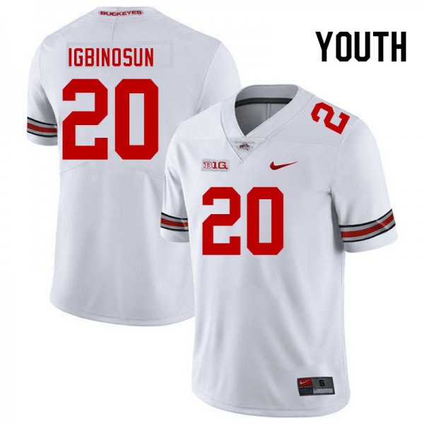 Youth Ohio State Buckeyes #20 Davison Igbinosun White Nike Stitch Jersey-League Wear Hub