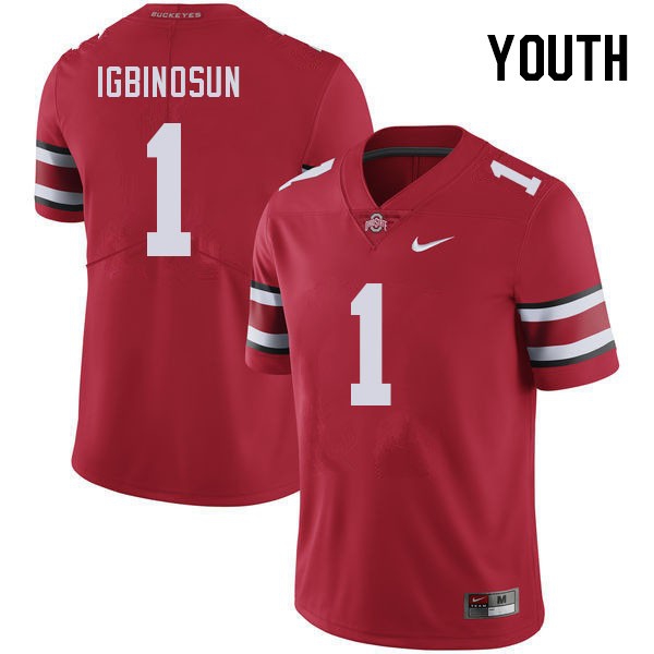 Youth Ohio State Buckeyes #1 Davison Igbinosun Red Nike Stitch Jersey-League Wear Hub