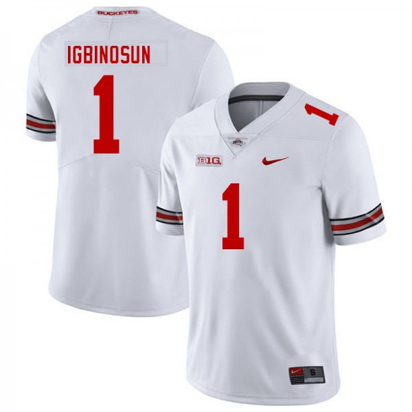 Nike Ohio State Buckeyes #1 Davison Igbinosun Men Stitch Jersey - White-League Wear Hub