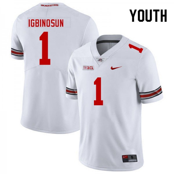 Nike Ohio State Buckeyes #1 Davison Igbinosun Youth Stitch Jersey - White-League Wear Hub