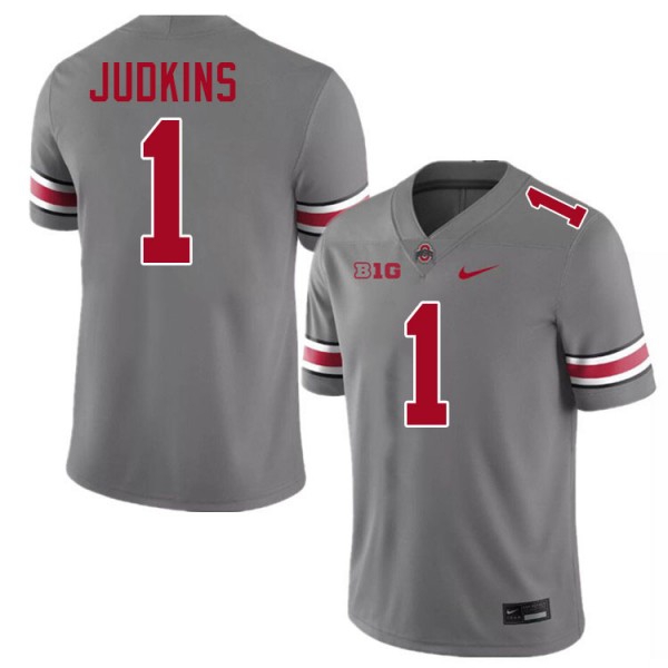 Nike Ohio State Buckeyes #1 Quinshon Judkins Men Stitch Jersey - Grey-League Wear Hub