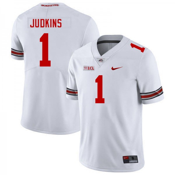 Nike Ohio State Buckeyes #1 Quinshon Judkins Men Stitch Jersey - White-League Wear Hub