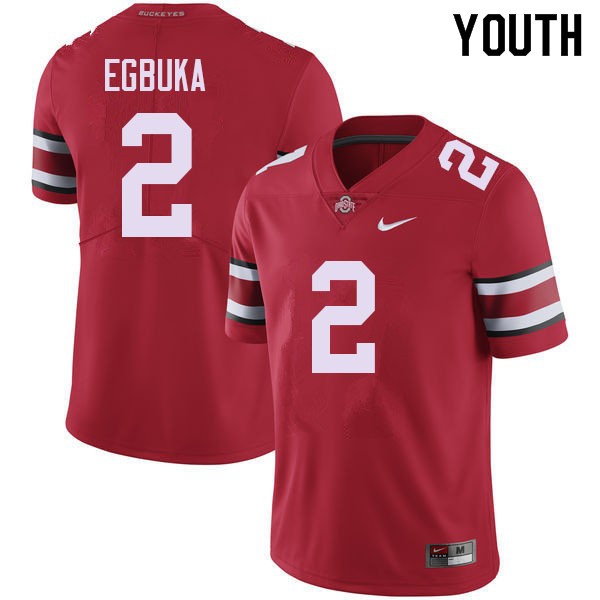 Nike Ohio State Buckeyes #2 Emeka Egbuka Youth Stitch Jersey - Red-League Wear Hub