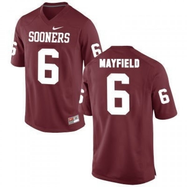 Nike Oklahoma Sooners #6 Baker Mayfield Men Stitch Jersey - Red-League Wear Hub