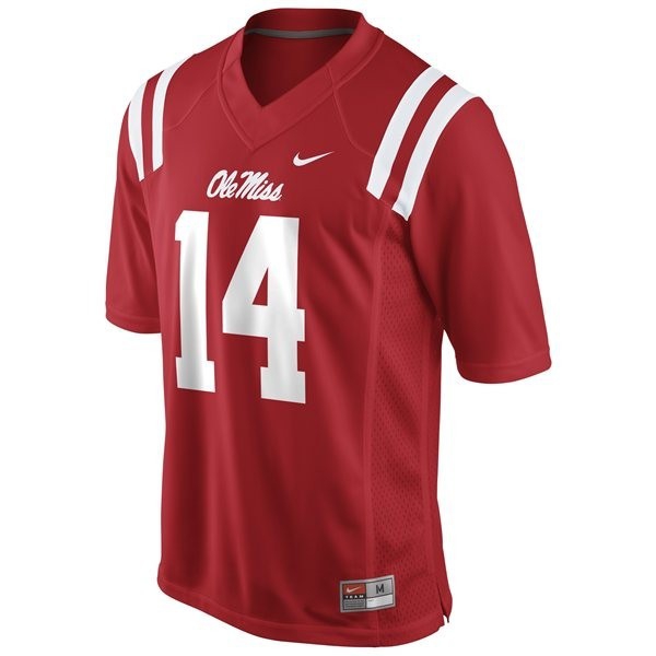 Nike Ole Miss Rebels #14 Bo Wallace Men Stitch Jersey - Red-League Wear Hub