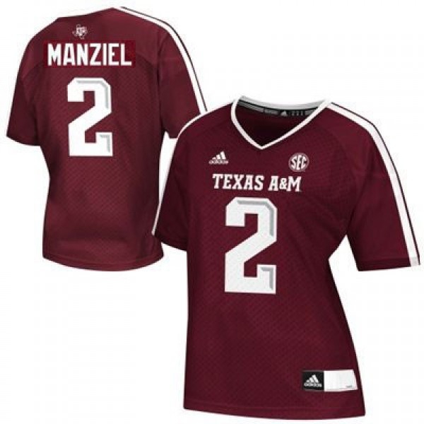 Texas A&M Aggies #2 Johnny Manziel Maroon Womens Jersey Adidas-League Wear Hub