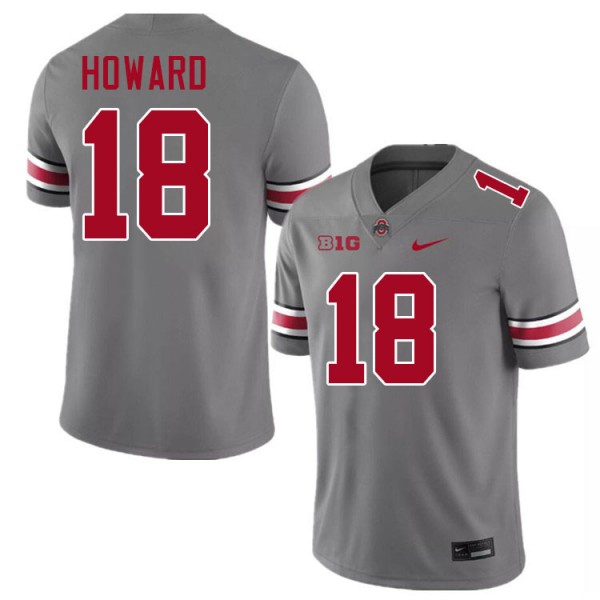 Men Ohio State Buckeyes #18 Will Howard Grey Nike Stitch Jersey-League Wear Hub