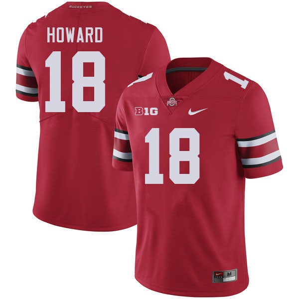 Men Ohio State Buckeyes #18 Will Howard Red Nike Stitch Jersey-League Wear Hub