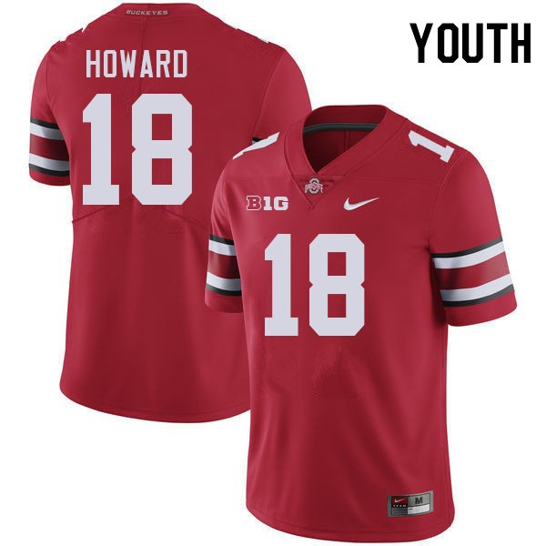 Youth Ohio State Buckeyes #18 Will Howard Red Nike Stitch Jersey-League Wear Hub