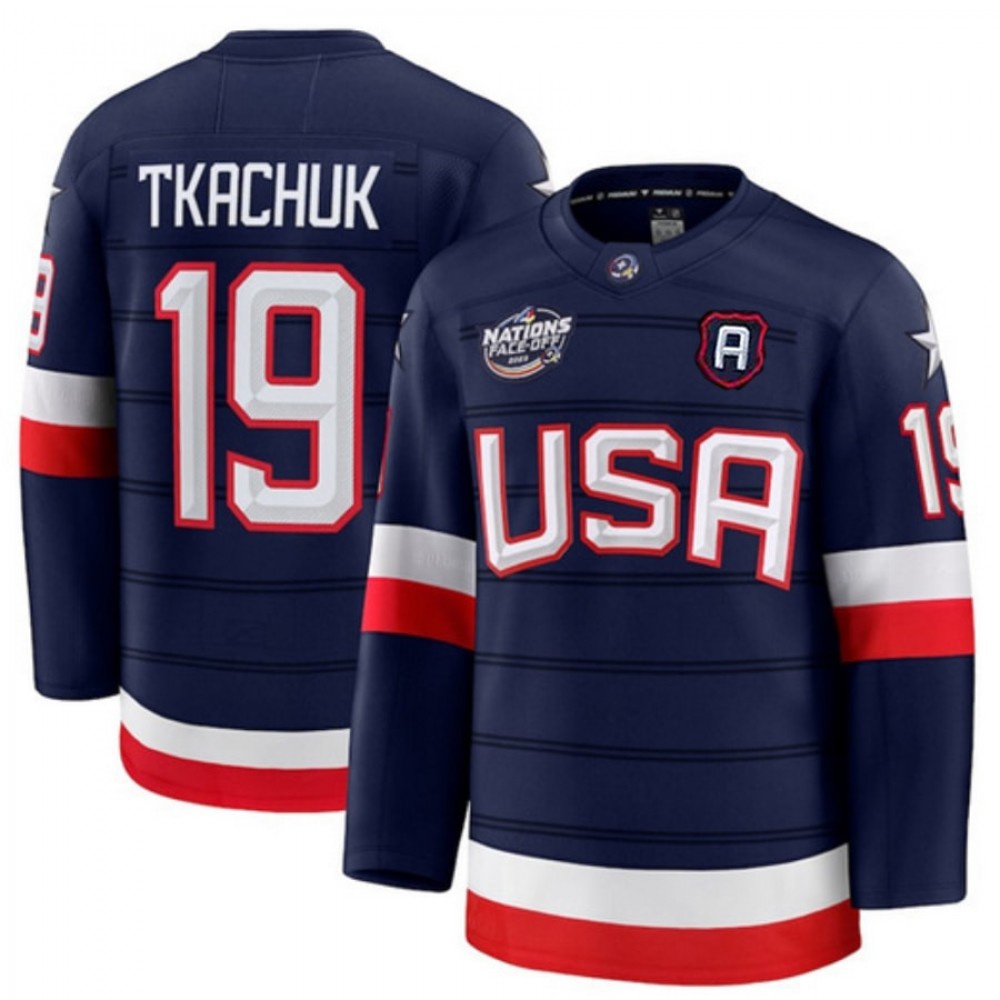 Matthew Tkachuk USA 2025 Navy 4 Nations Face-Off Jersey-League Wear Hub