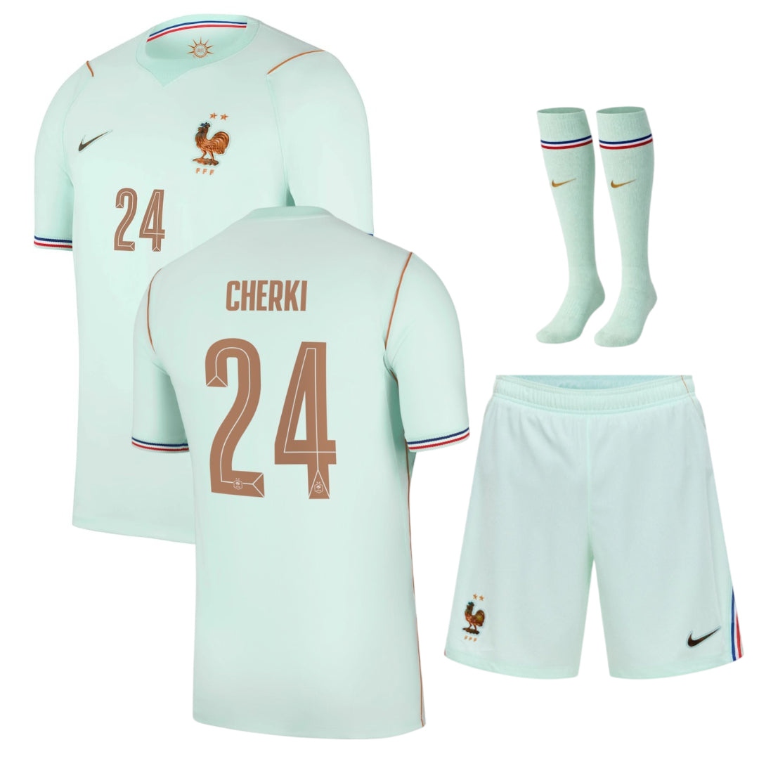 New Kids' France Cherki Away Green World Cup 2026 Kit-League Wear Hub