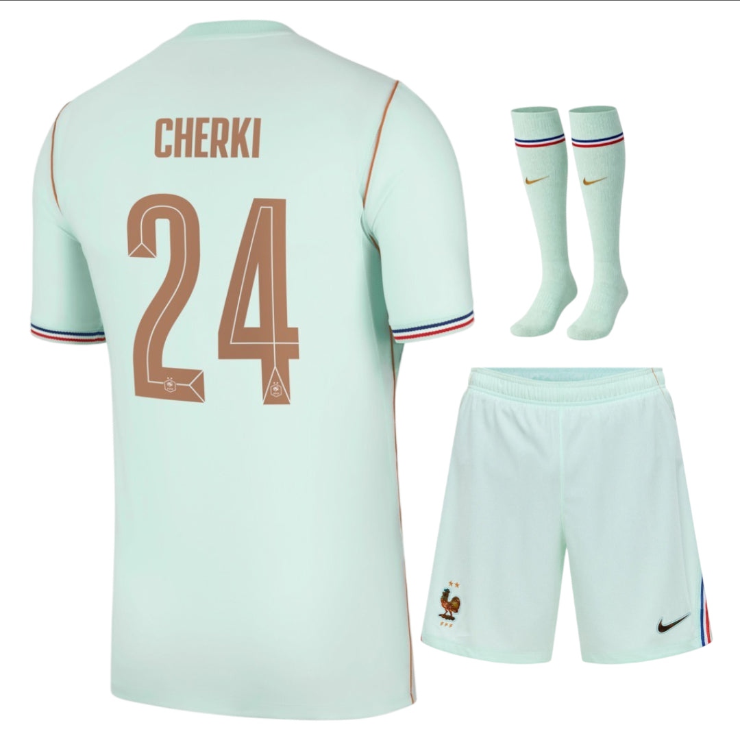 New Kids' France Cherki Away Green World Cup 2026 Kit-League Wear Hub