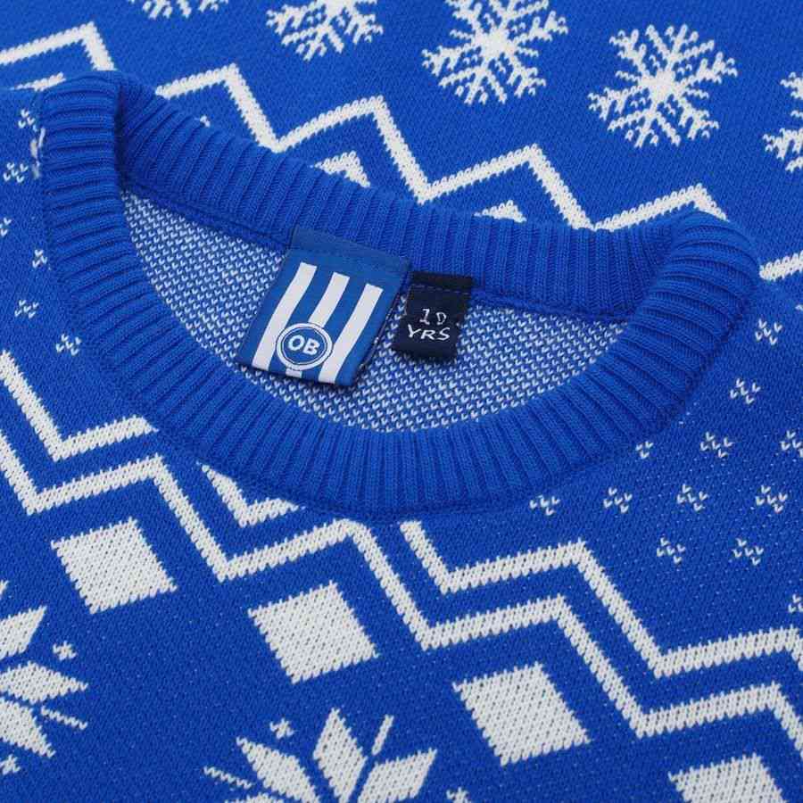 Odense Boldklub Christmas Jumper - Blue/White Kids-League Wear Hub