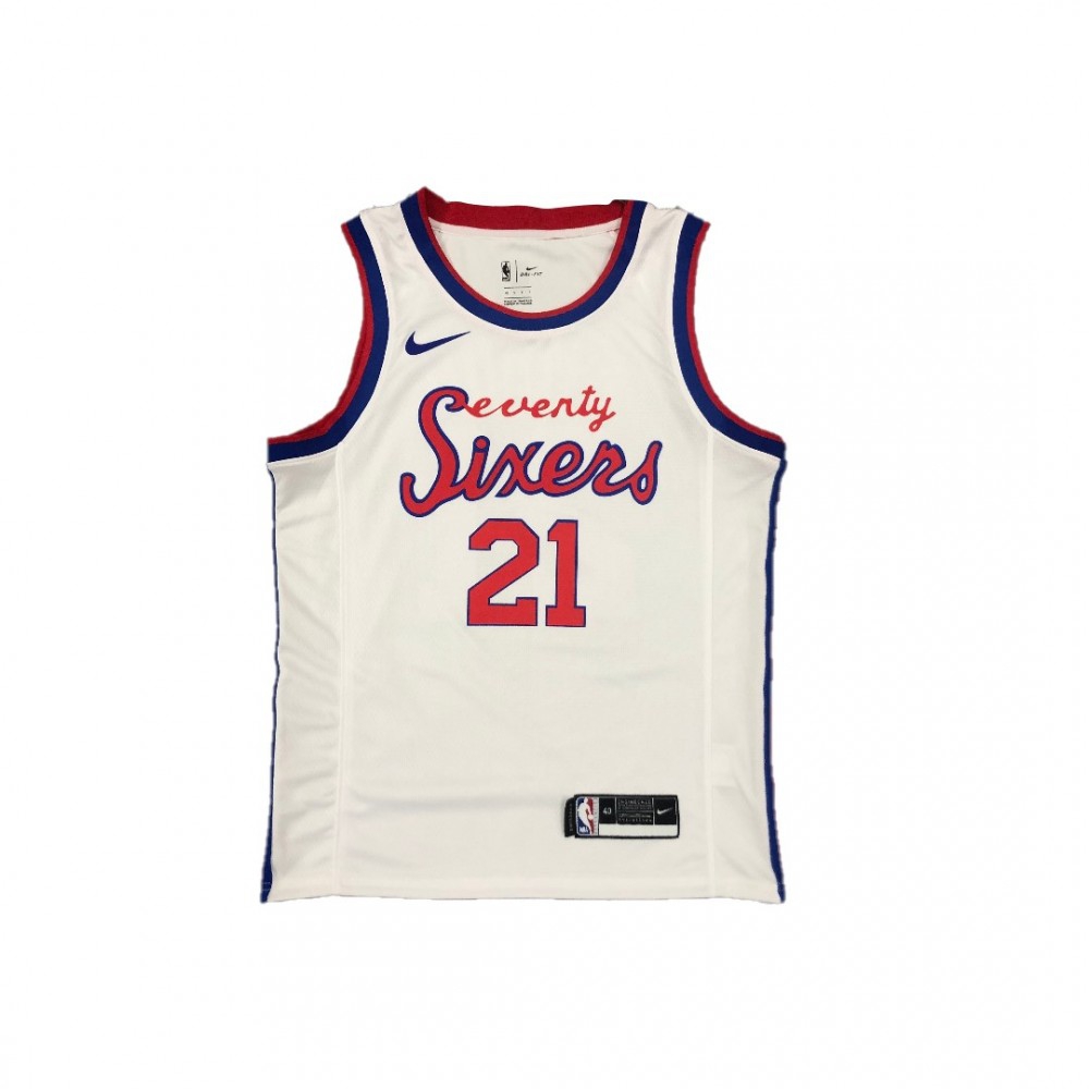 Men's Philadelphia 76ers Joel Embiid #21 White Hardwood Classics Finished Swingman Jersey-League Wear Hub