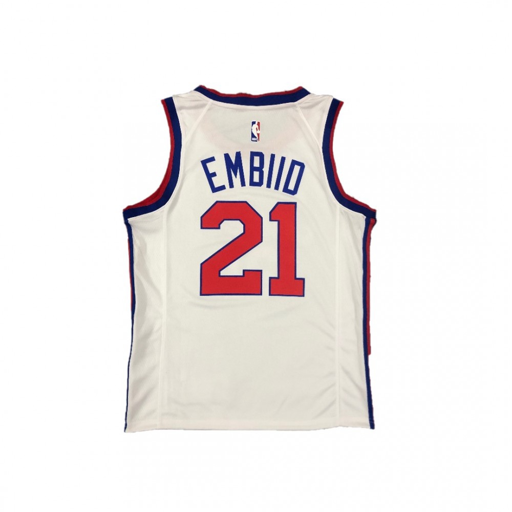 Men's Philadelphia 76ers Joel Embiid #21 White Hardwood Classics Finished Swingman Jersey-League Wear Hub