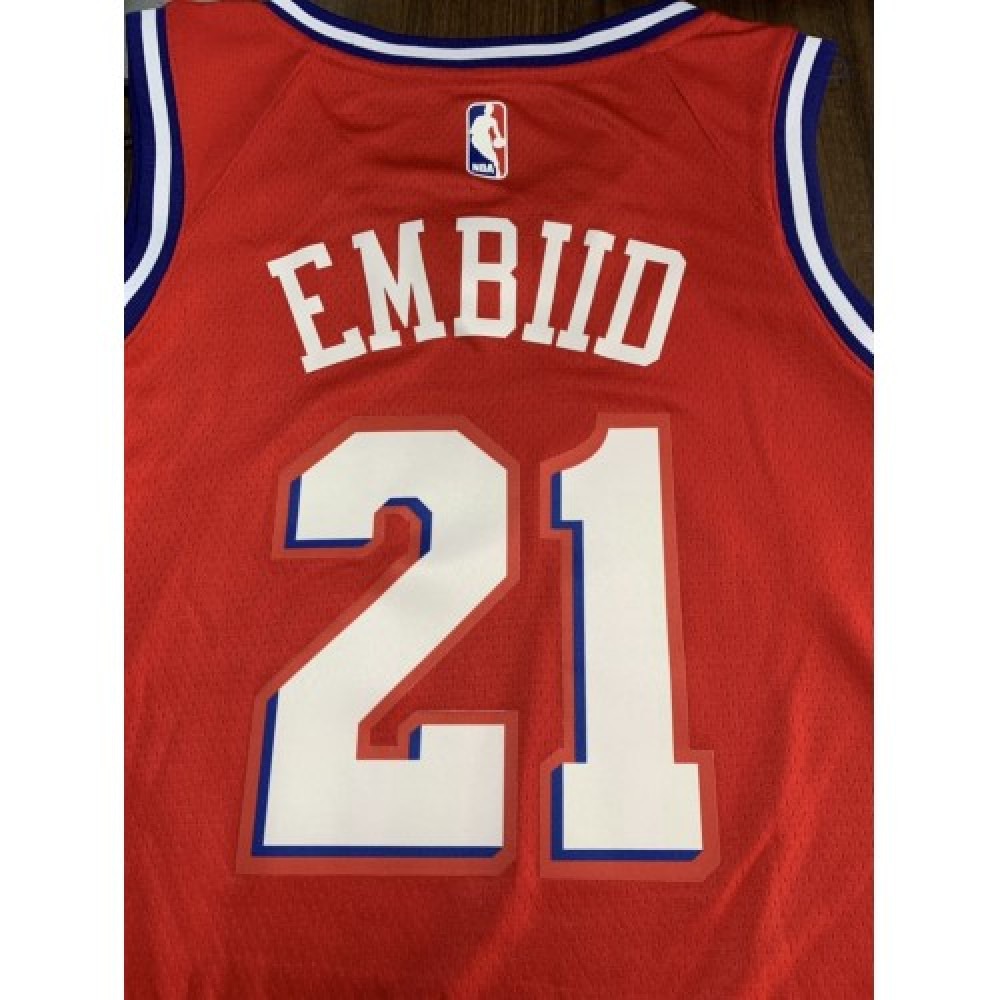 Men's Philadelphia 76ers Joel Embiid #21 Red Swingman Jersey - Statement Edition-League Wear Hub
