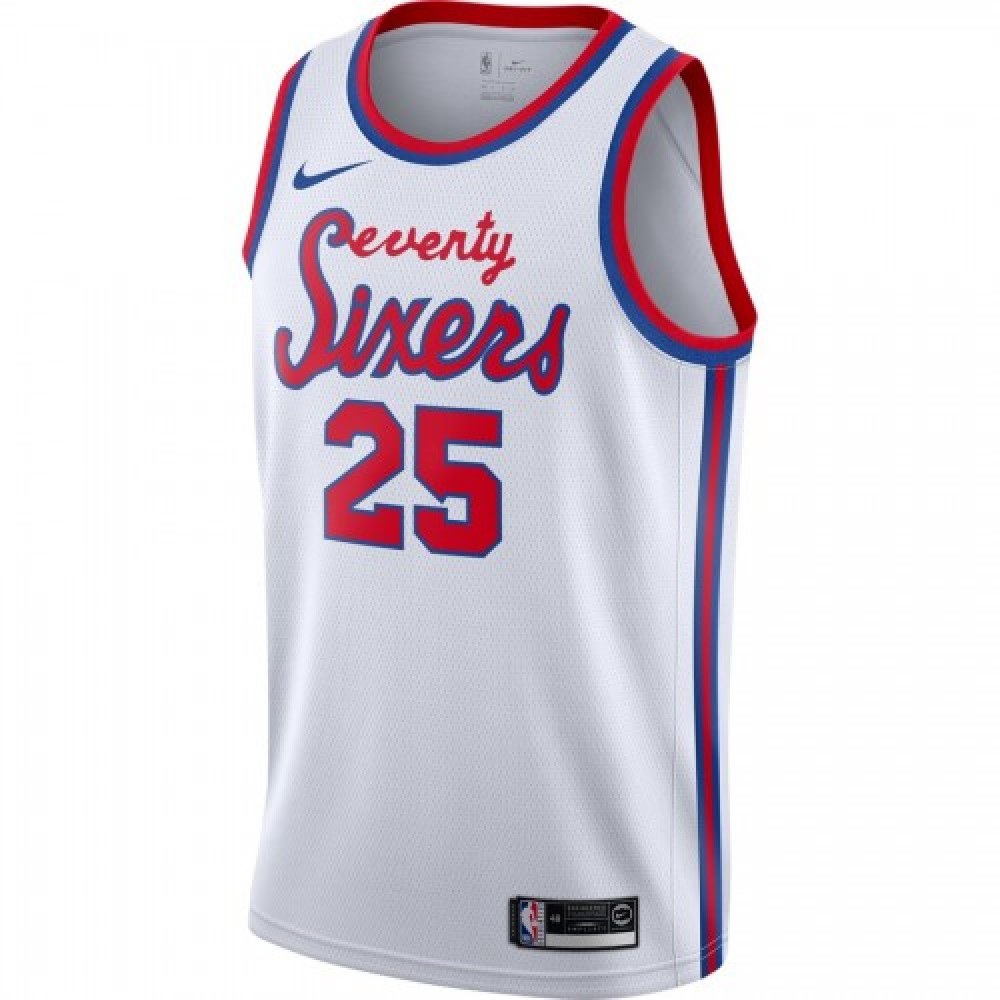 Men's Philadelphia 76ers Ben Simmons #25 White Hardwood Classics Finished Swingman Jersey-League Wear Hub