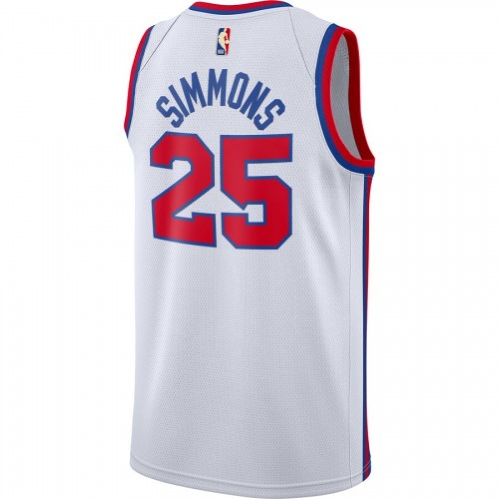 Men's Philadelphia 76ers Ben Simmons #25 White Hardwood Classics Finished Swingman Jersey-League Wear Hub