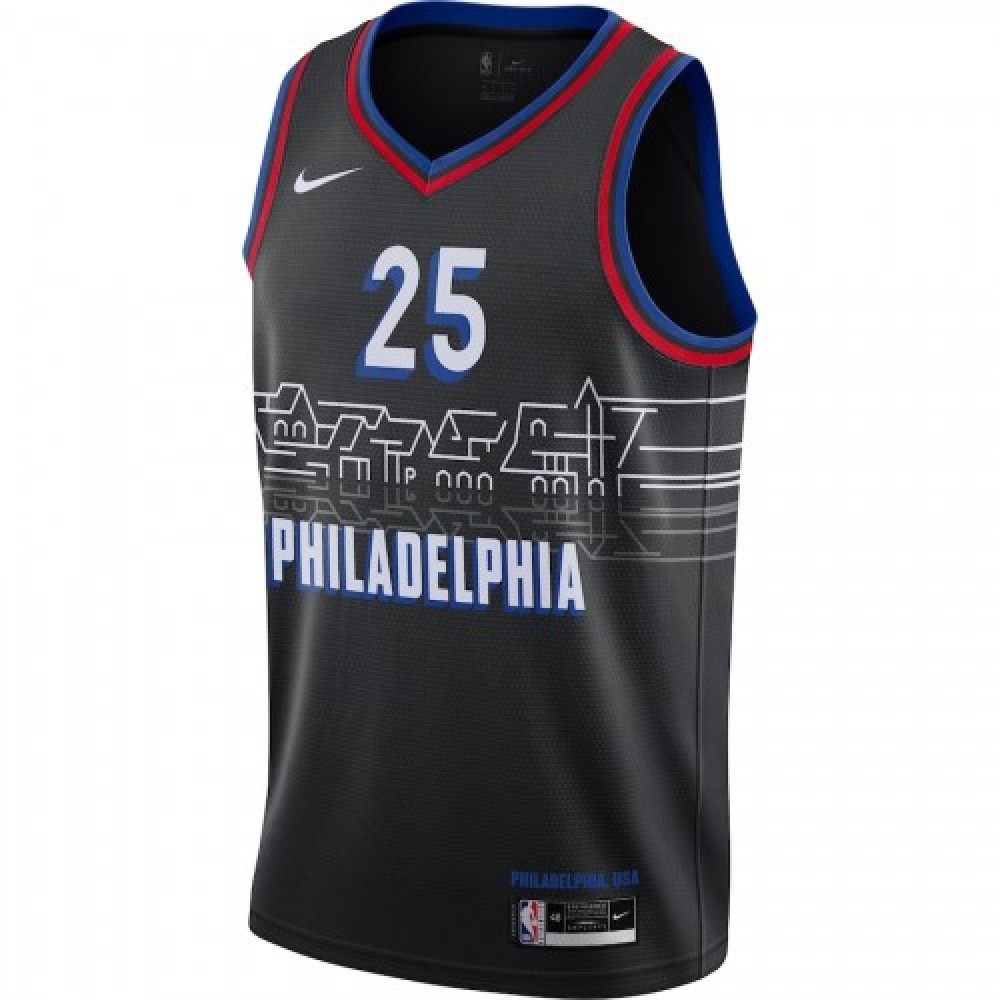 Men's Philadelphia 76ers Ben Simmons #25 Nike Black 20/21 Swingman Player Jersey–City Edition-League Wear Hub