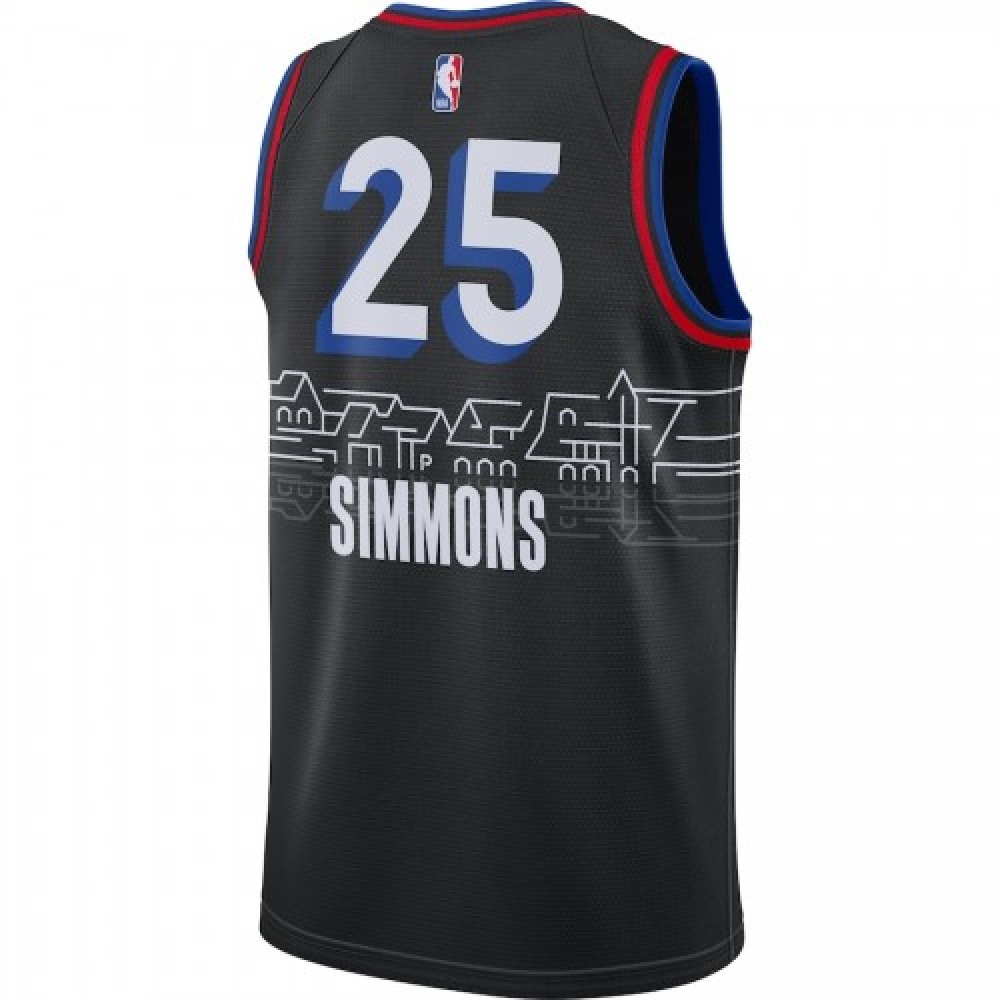Men's Philadelphia 76ers Ben Simmons #25 Nike Black 20/21 Swingman Player Jersey–City Edition-League Wear Hub