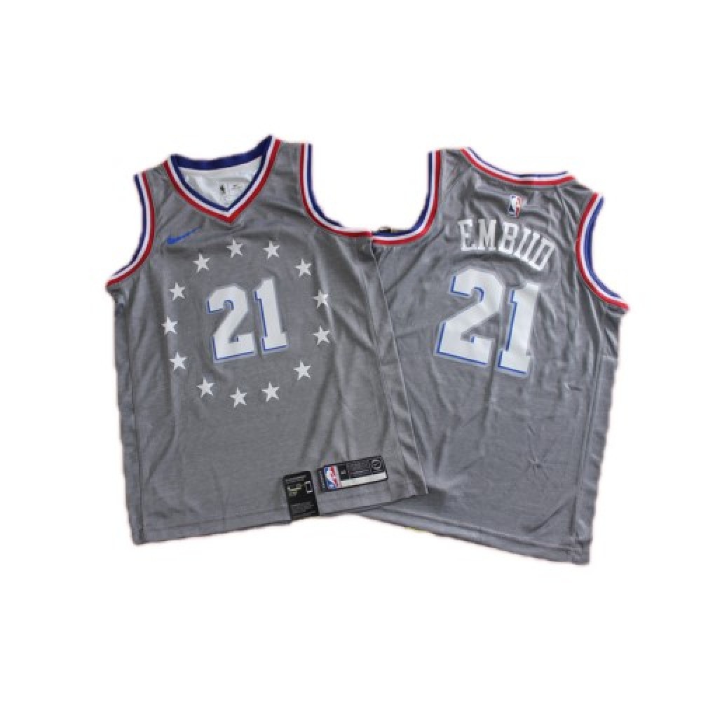 Men's Philadelphia 76ers Joel Embiid #21 Gray Swingman Jersey - City Edition-League Wear Hub