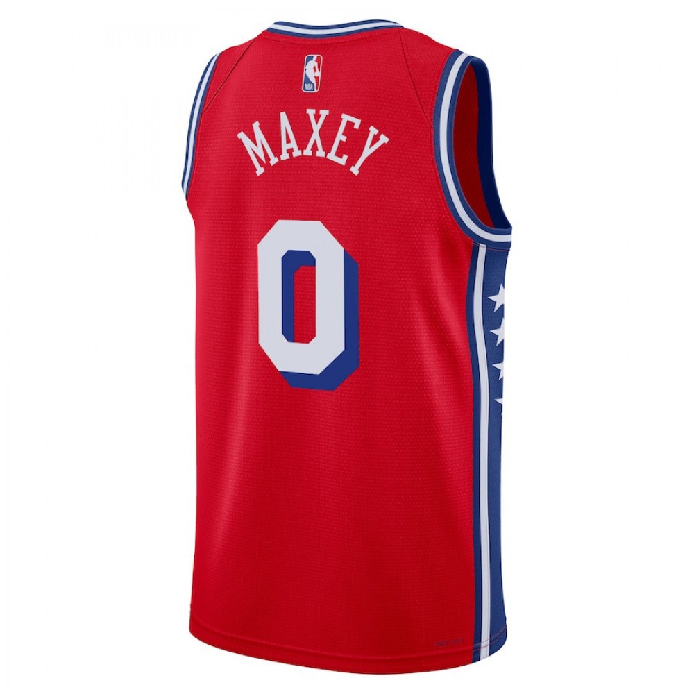 Men's Philadelphia 76ers Tyrese Maxey #0 Jordan Red Swingman NBA Jersey - Icon Edition-League Wear Hub