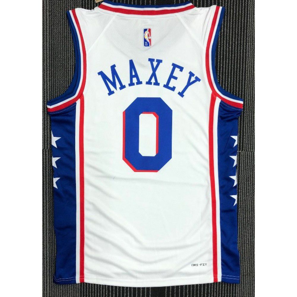 Men's Philadelphia 76ers Tyrese Maxey #0 Nike White 21/22 Swingman NBA Jersey - Icon Edition-League Wear Hub
