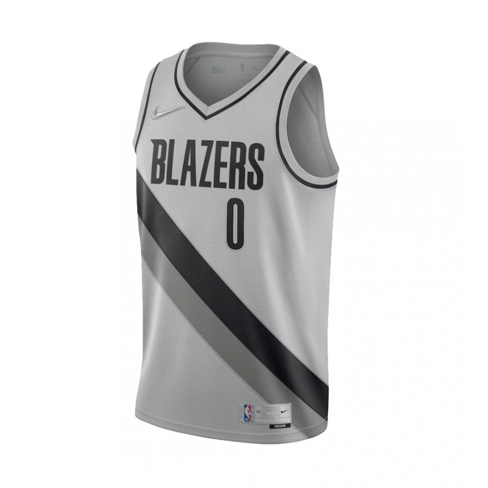 Men's Portland Trail Blazers Damian Lillard #0 Nike Grey 20/21 Swingman NBA Jersey- Earned Edition-League Wear Hub