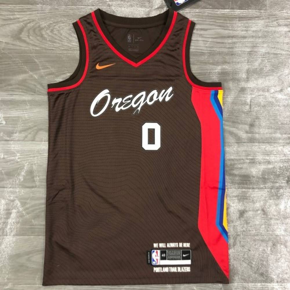 Men's Portland Trail Blazers Damian Lillard #0 Nike Brown 20/21 Swingman Player Jersey–City Edition-League Wear Hub