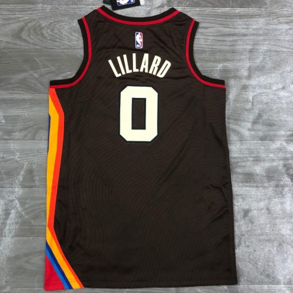 Men's Portland Trail Blazers Damian Lillard #0 Nike Brown 20/21 Swingman Player Jersey–City Edition-League Wear Hub