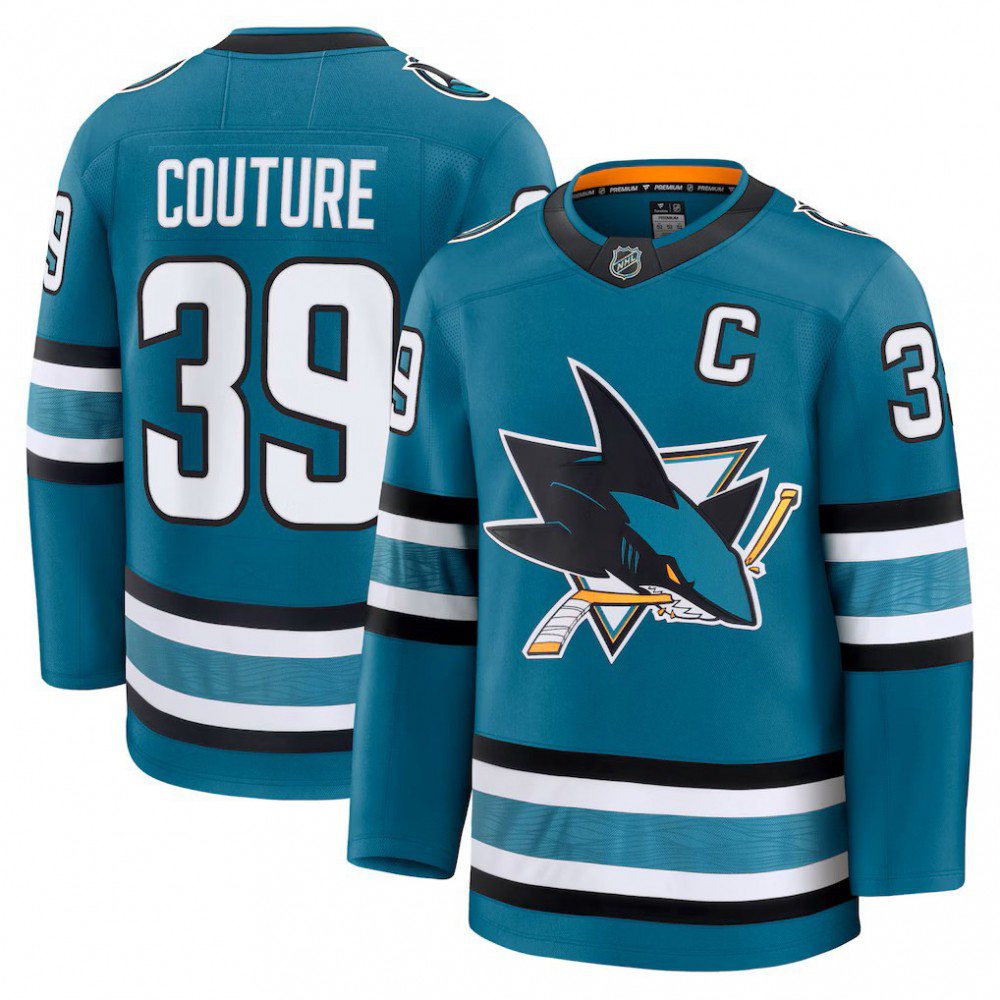 Men's San Jose Sharks Logan Couture Teal Home Premium Jersey-League Wear Hub