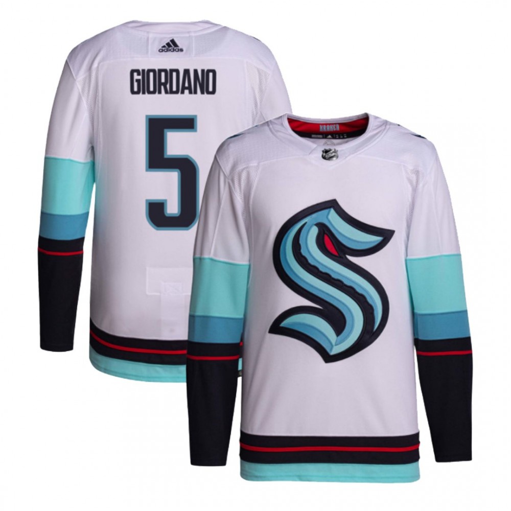 Men's Seattle Kraken Mark Giordano #5 adidas White Away Primegreen Authentic Jersey-League Wear Hub