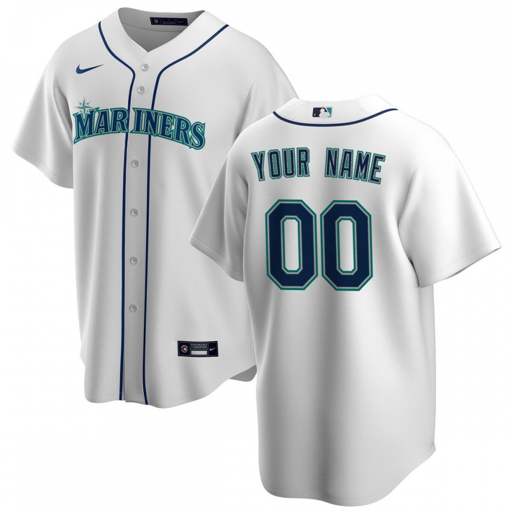 Seattle Mariners Nike Youth Home Replica Custom Jersey - White-League Wear Hub