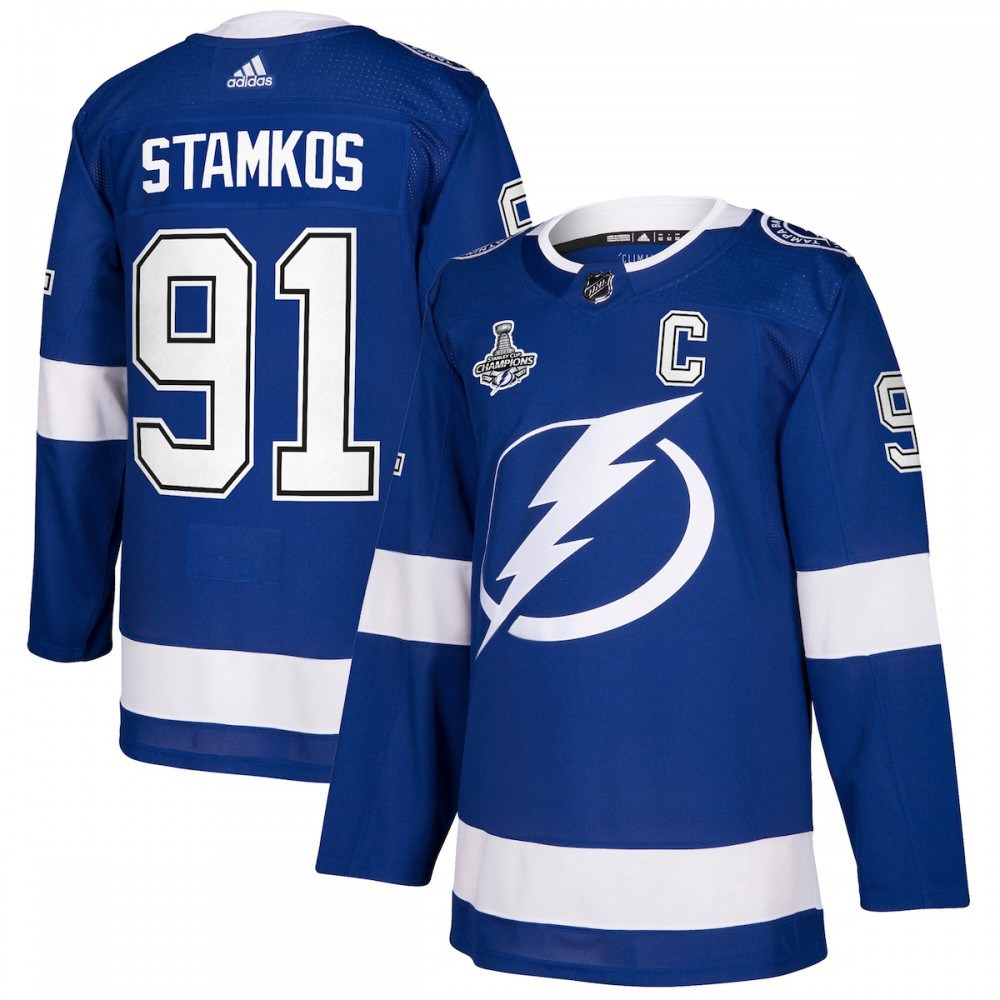 Steven Stamkos Tampa Bay Lightning adidas 2021 Stanley Cup Champions Authentic Player Jersey - Blue-League Wear Hub