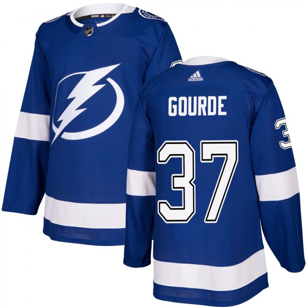 Men's Tampa Bay Lightning Yanni Gourde #37 adidas Blue Authentic Jersey-League Wear Hub