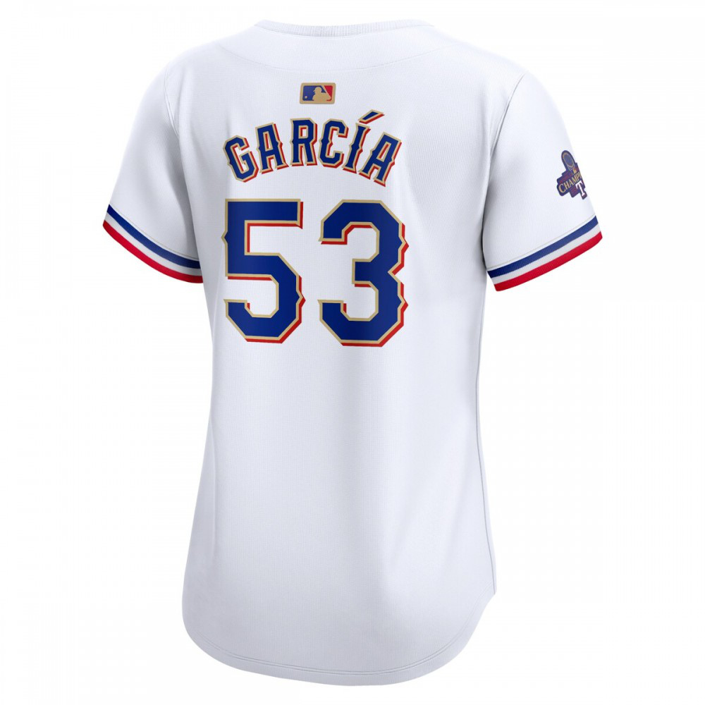 Adolis Garcia Texas Rangers Nike Women's 2024 Gold Collection Limited Player Jersey – White-League Wear Hub