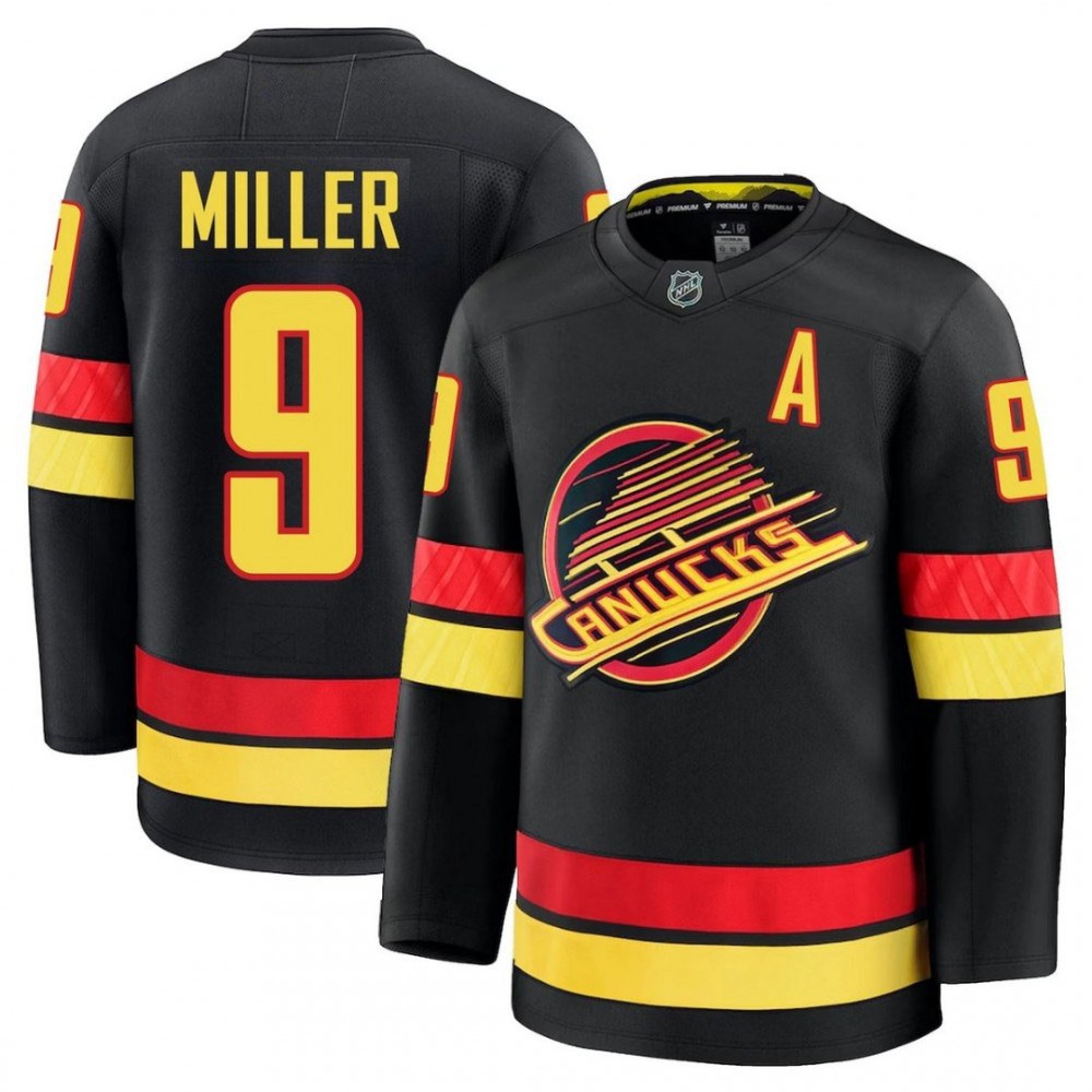 Vancouver Canucks JT Miller #9 Black Alternate Premium Jersey-League Wear Hub