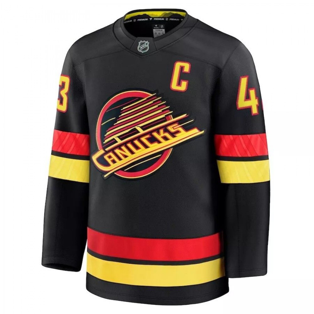 Vancouver Canucks Quinn Hughes #43 Black Alternate Premium Jersey-League Wear Hub