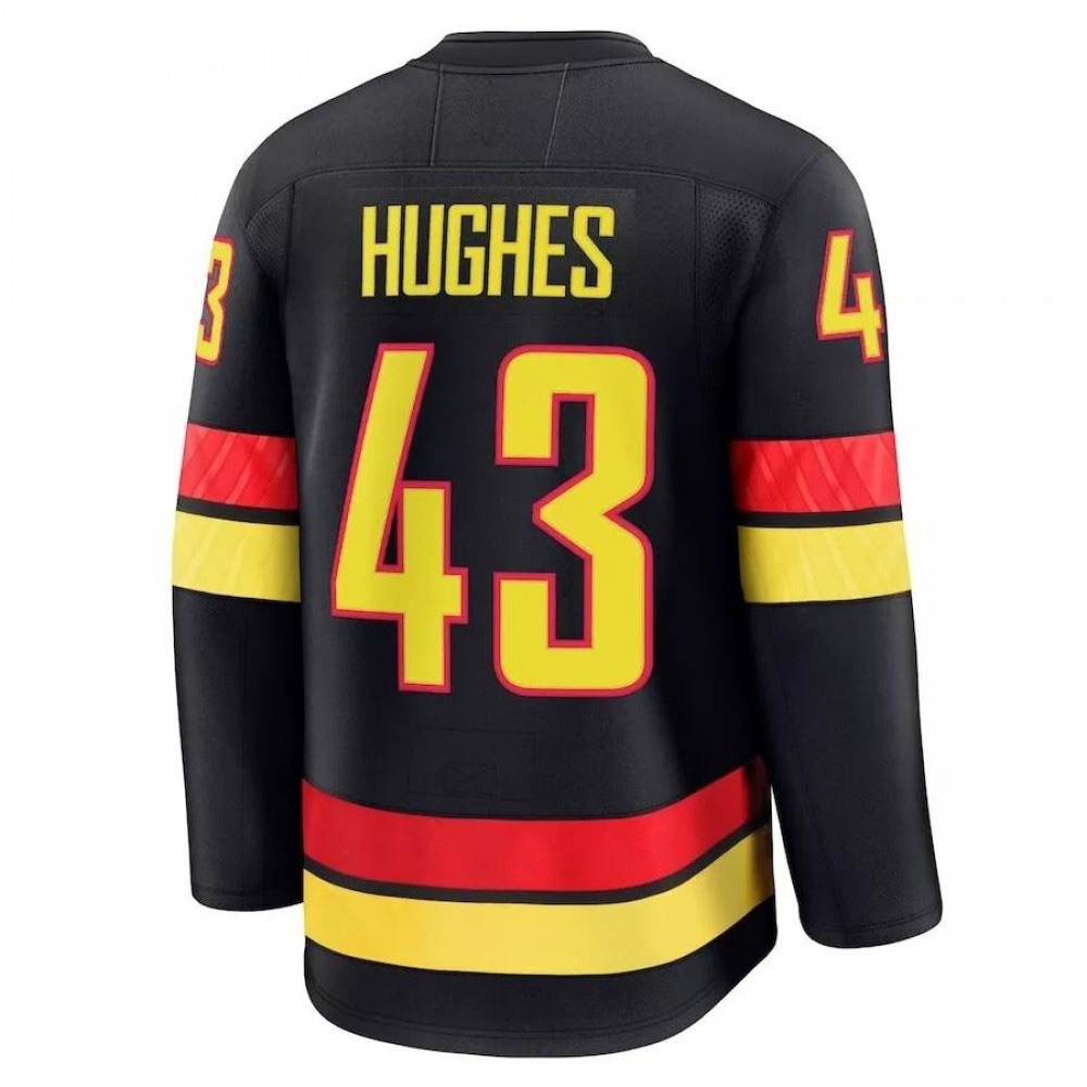 Vancouver Canucks Quinn Hughes #43 Black Alternate Premium Jersey-League Wear Hub
